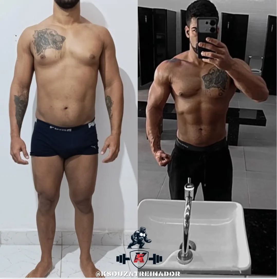 Comparativo real do progresso físico de um aluno